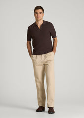 Braided Knit Sweater Polo for Tall Men in Espresso