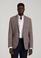 Core Blazer for Tall Men in Brown and Blue Mini Houndstooth