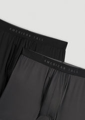 2-Pack A.T. Performance Boxer Briefs for Tall Men in Black & Charcoal Rinse