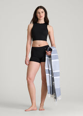 Cropped Swim Tank for Tall Women in Deep Black