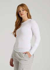 FITTED Ribbed Long Sleeve Tee for Tall Women in White