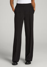 Flat Front Wide Leg Dress Pants for Tall Women in Black