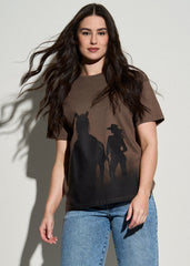 Equestrian Graphic Tee for Tall Women in Brown