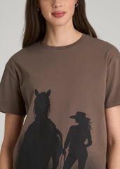 Equestrian Graphic Tee for Tall Women in Brown