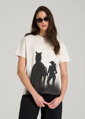 Equestrian Graphic Tee for Tall Women in Sand