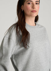 Everyday Terry Cropped Crew for Tall Women in Grey Mix