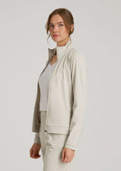 Front Zip Commuter Jacket for Tall Women in Stone