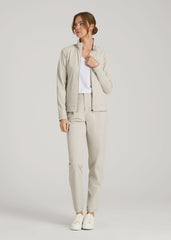 Front Zip Commuter Jacket for Tall Women in Stone
