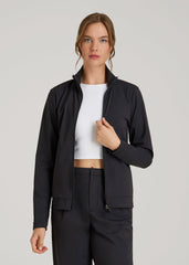 Front Zip Commuter Jacket for Tall Women in Black