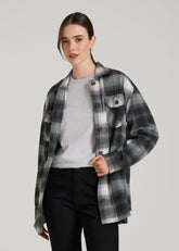 Flannel Shacket for Tall Women in Balsam Green Plaid