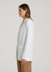 Boyfriend Fit Single-Button Blazer for Tall Women in Optic White