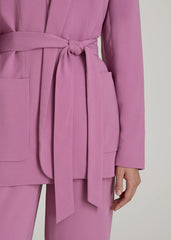 Crepe Wrap Blazer for Tall Women in Argyle Purple
