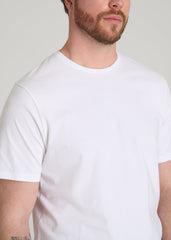 Core Cotton Crewneck Tee for Tall Men in White