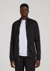 Athletic Stripe Jacket for Tall Men in Black-White Stripe