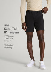 Featherweight Perforated Training Shorts for Tall Men in Black