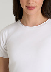 Cropped Knit Tee for Tall Women in White
