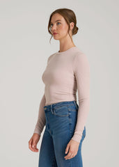FITTED Ribbed Long Sleeve Tee for Tall Women in Desert Rose