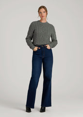 Cotton Crewneck Sweater for Tall Women in Balsam Green