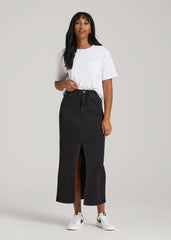 Denim Maxi Skirt for Tall Women in Onyx Black Wash