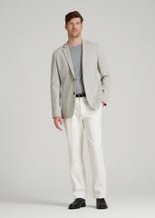 Core Blazer for Tall Men in Beige and Grey Houndstooth