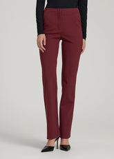 Freedom Flex Slim Straight Leg Dress Pants for Tall Women in Tawny Port
