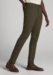 Carman TAPERED Fit Five Pocket Pants for Tall Men in Camo Green
