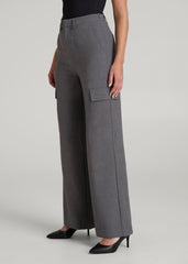 Cargo Wide Leg Dress Pants for Tall Women in Graphic Charcoal
