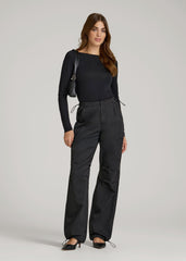 Garment Dyed Parachute Chino Pants for Tall Women in Vintage Black
