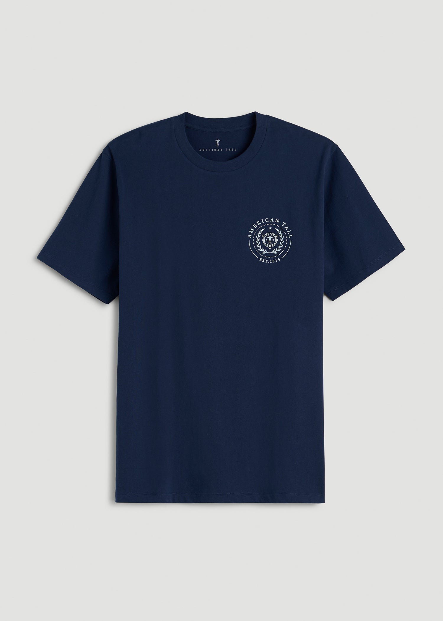 Crest Graphic Tee for Tall Men in Blue
