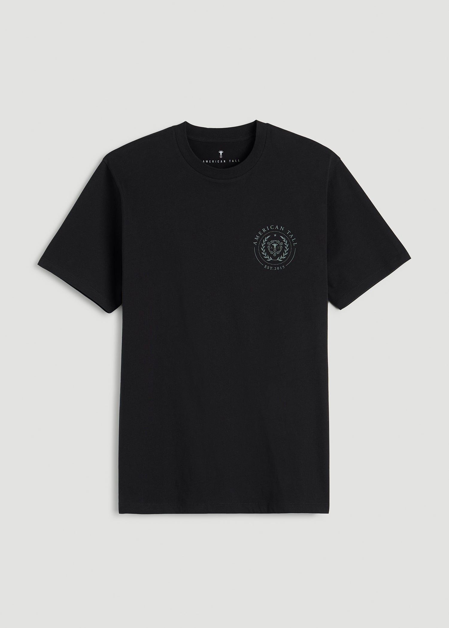 Crest Graphic Tee for Tall Men in Black