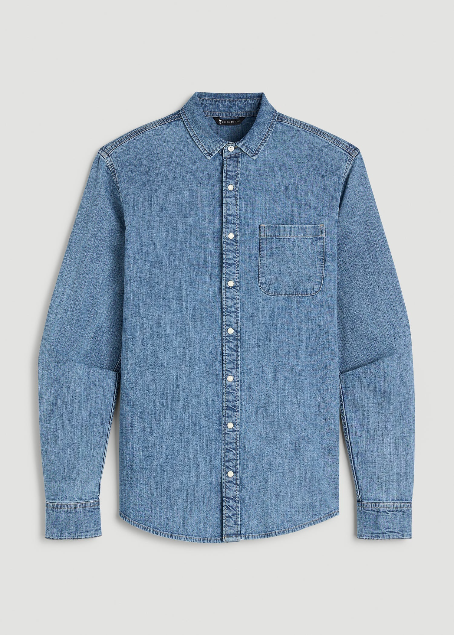 Classic Stretch Denim Shirt for Tall Men in Perfect Blue