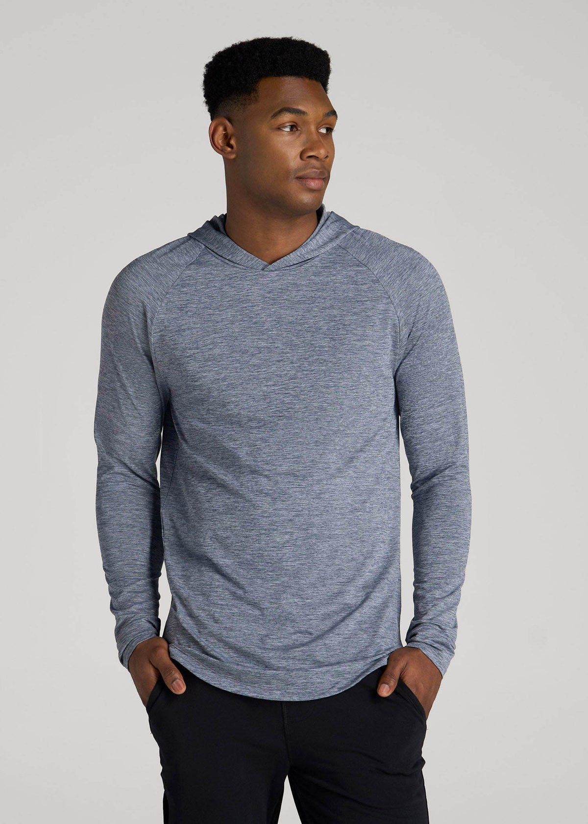 A.T. Performance Training Hoodie for Tall Men in Navy Space Dye