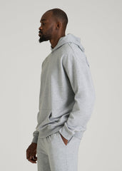 Everyday French Terry Popover Hoodie for Tall Men in Grey Mix