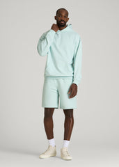 Everyday French Terry Popover Hoodie for Tall Men in Opal Blue
