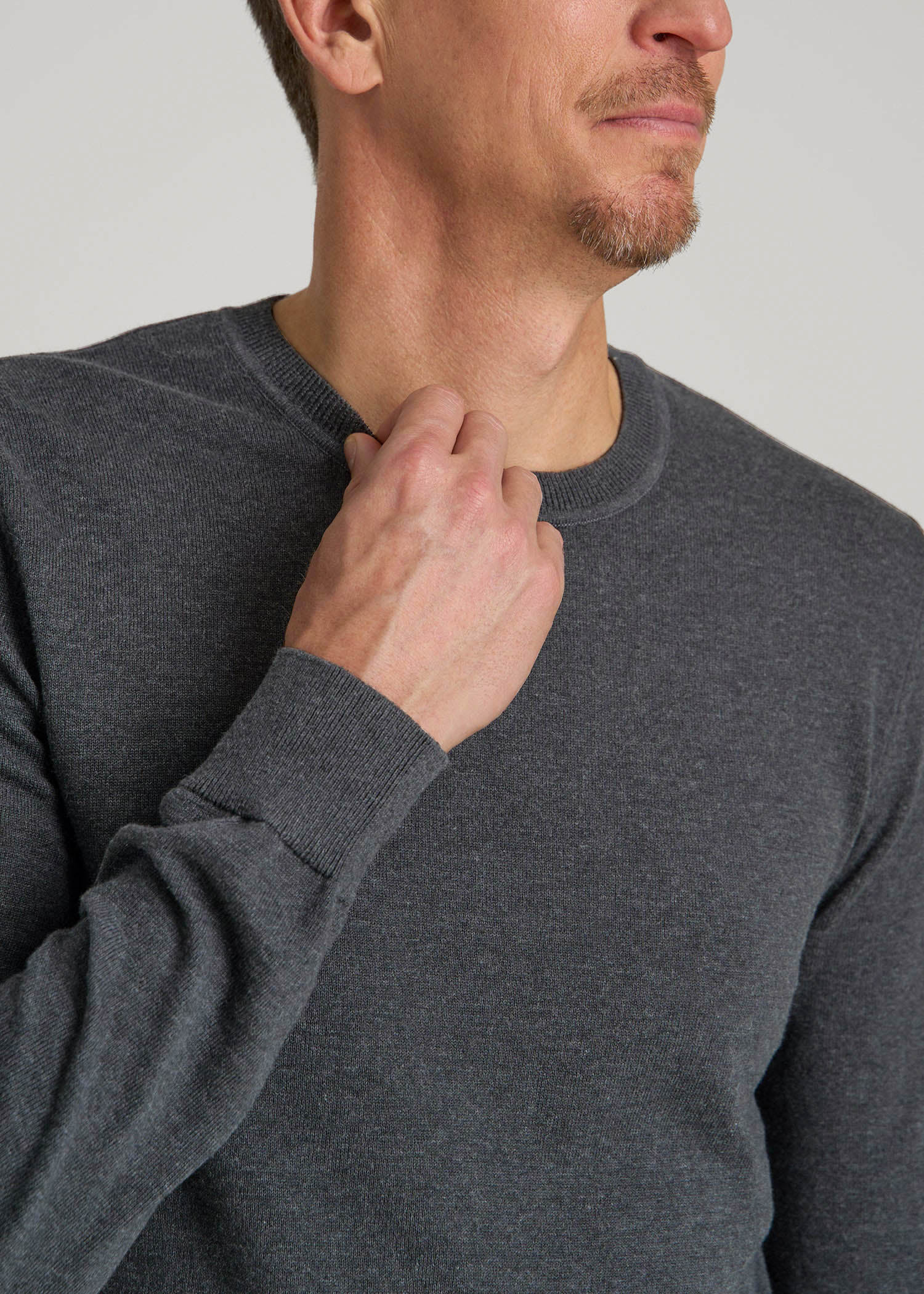 Everyday Crewneck Sweater for Tall Men in Charcoal Mix
