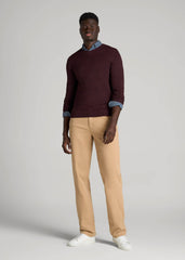 Everyday V-Neck Sweater for Tall Men in Burgundy Mix