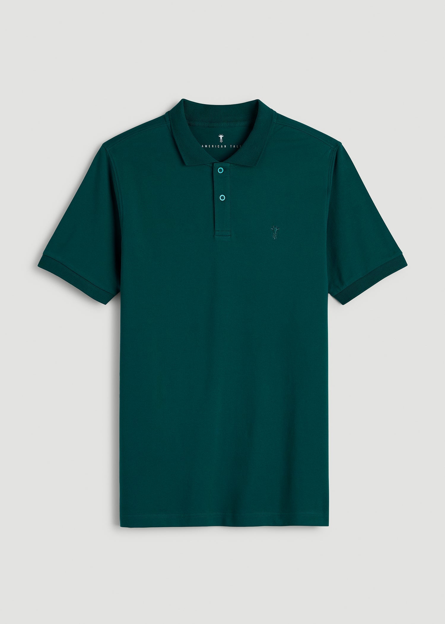 Classic Polo with Embroidered Logo for Tall Men in Deep Teal