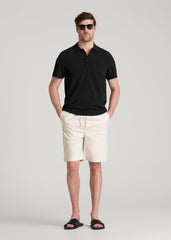 Coastal Perforated Polo for Tall Men in Black
