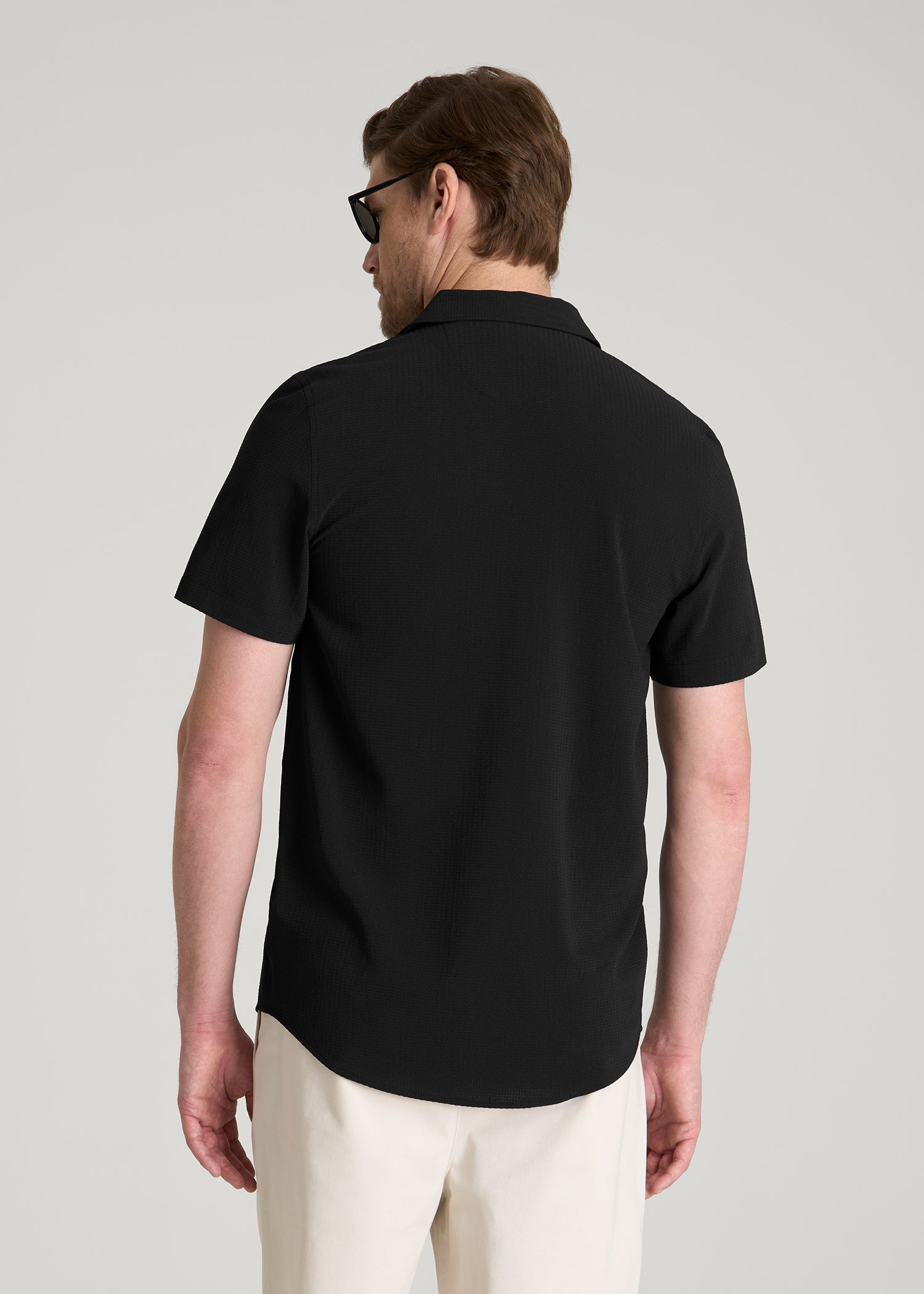 Coastal Perforated Polo for Tall Men in Black