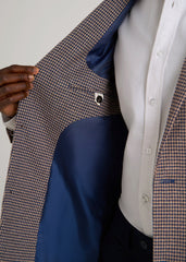 Core Blazer for Tall Men in Brown and Blue Mini Houndstooth