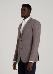 Core Blazer for Tall Men in Brown and Blue Mini Houndstooth