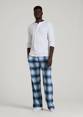 Flannel Pajama Pants for Tall Men in Blue and White Plaid