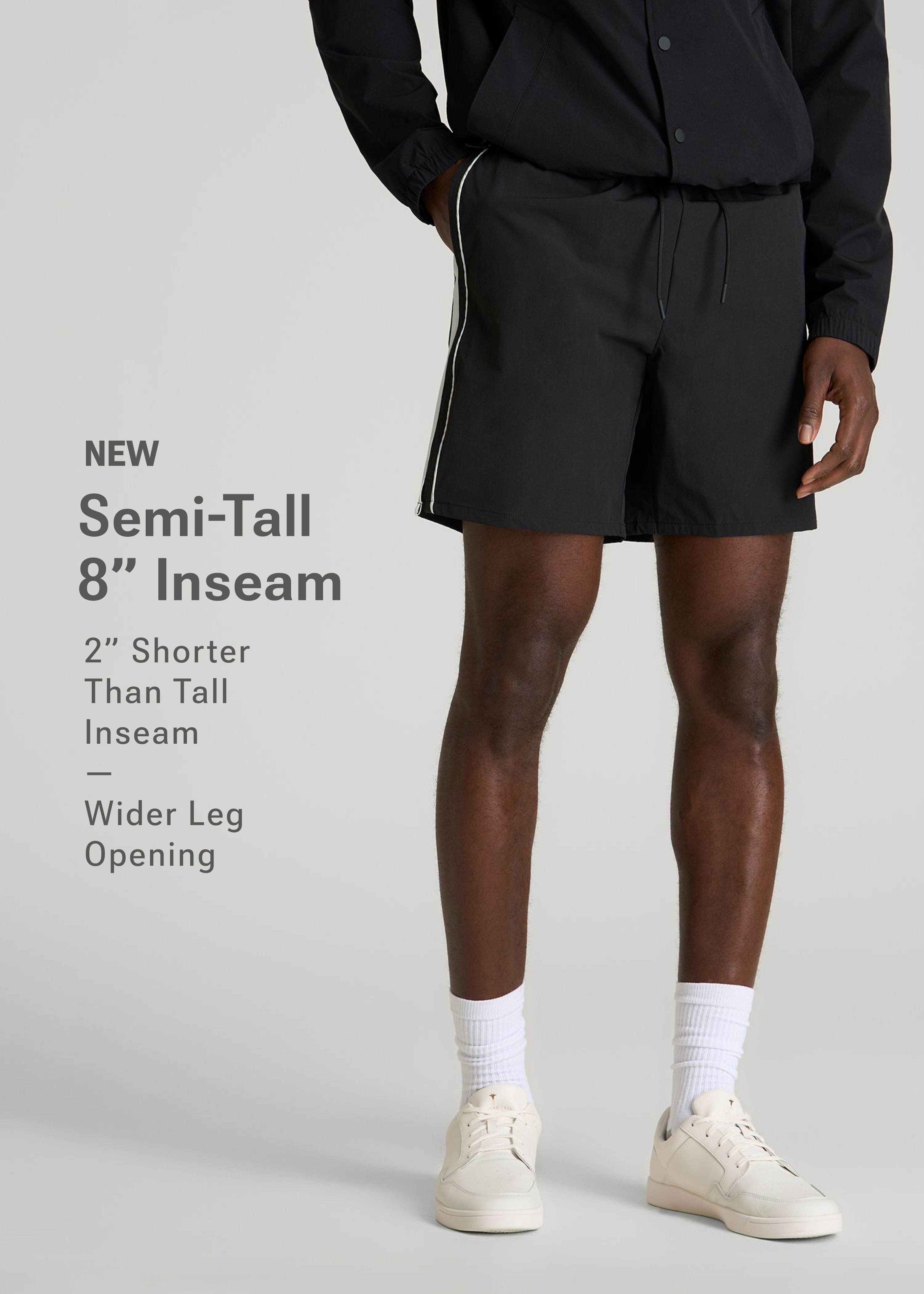 Flex Nylon Short for Tall Men in Black