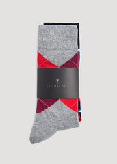 Dress Socks Size 14 to 17 (3-Pack) for Tall Men in Pack D