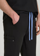 Cargo Scrub Pants for Tall Men in Black