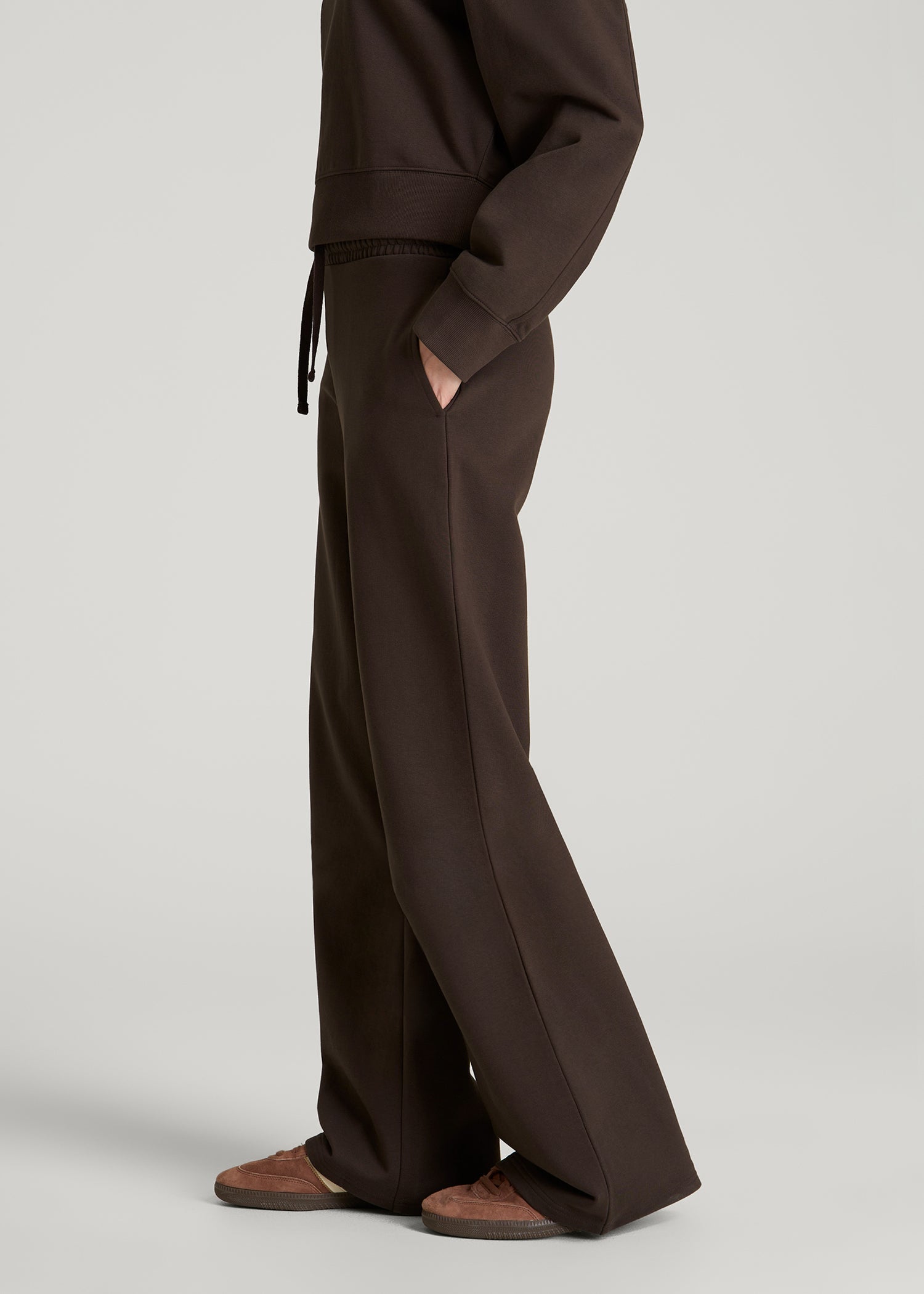 Everyday Terry Midrise Wide Leg Pants for Tall Women in Espresso