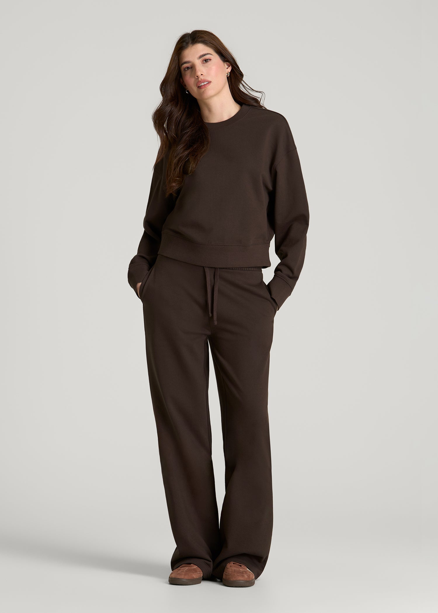 Everyday Terry Midrise Wide Leg Pants for Tall Women in Espresso