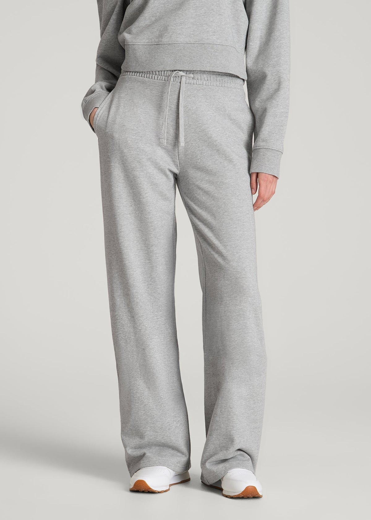 Everyday Terry Midrise Wide Leg Pants for Tall Women in Grey Mix