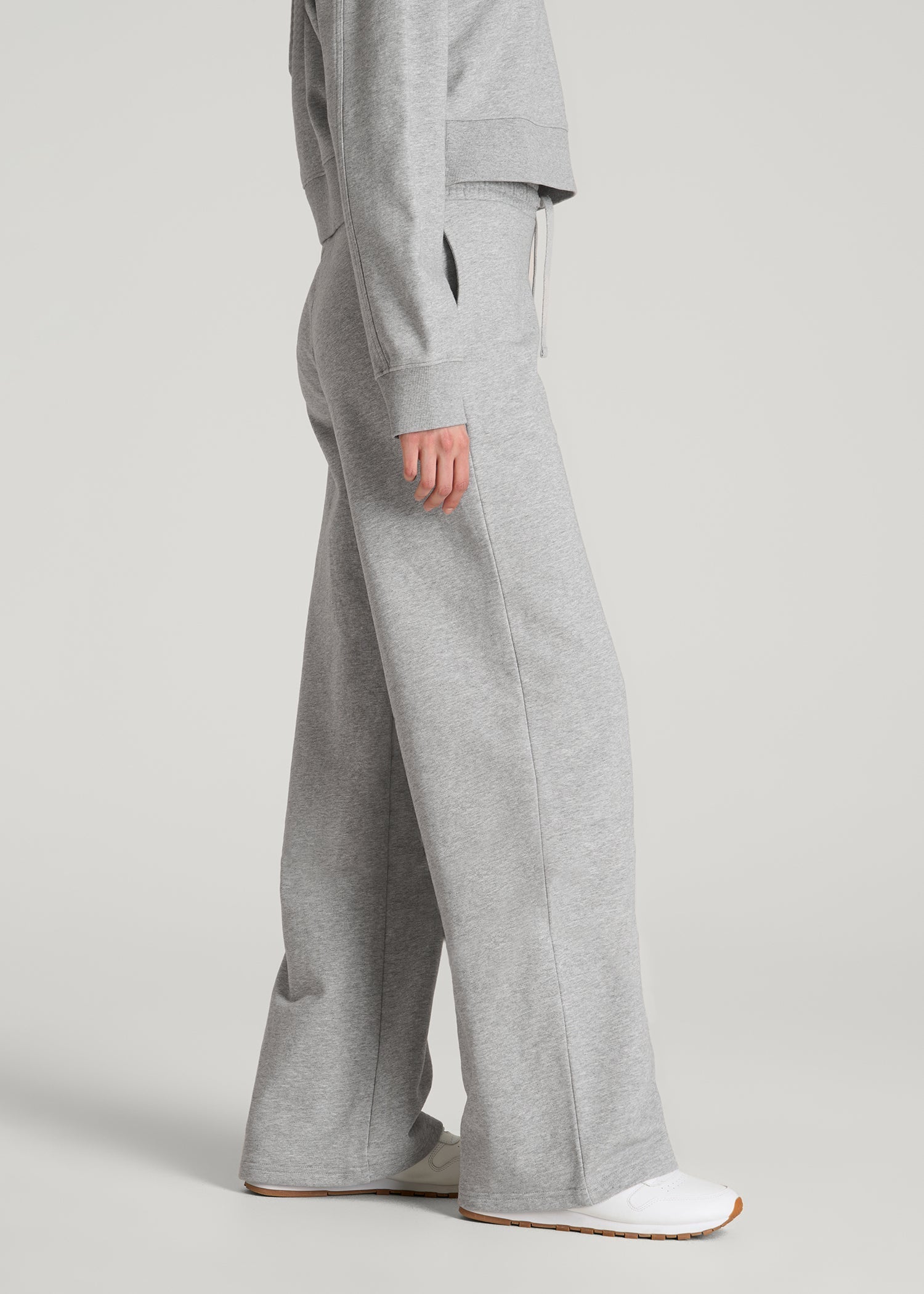 Everyday Terry Midrise Wide Leg Pants for Tall Women in Grey Mix