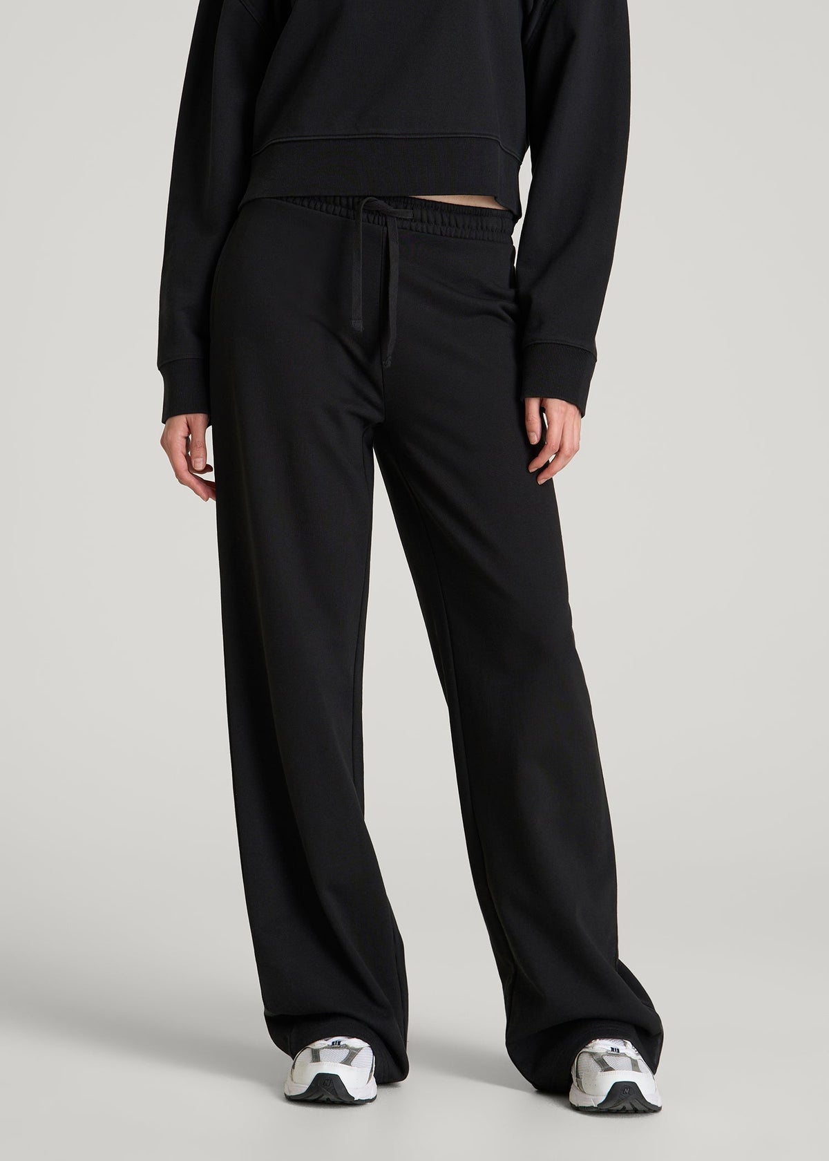 Everyday Terry Midrise Wide Leg Pants for Tall Women in Black